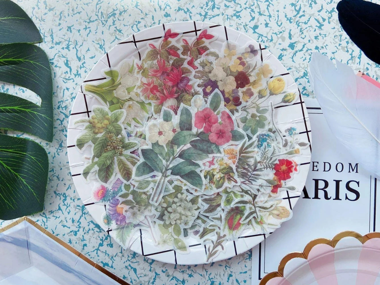 Floral Washi Planner Sticker, Decorative Adhesive Craft Scrapbooking Set for Diary, Album Journal, 60 PCS