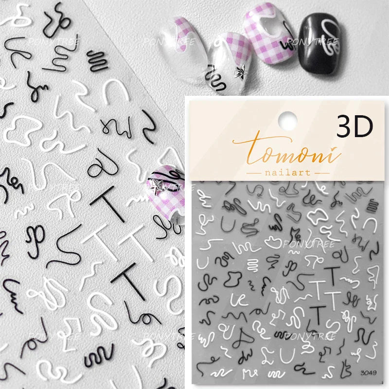 Graffiti Cartoon Nail Art Stickers: Cherry, Bear, Cat, Flower