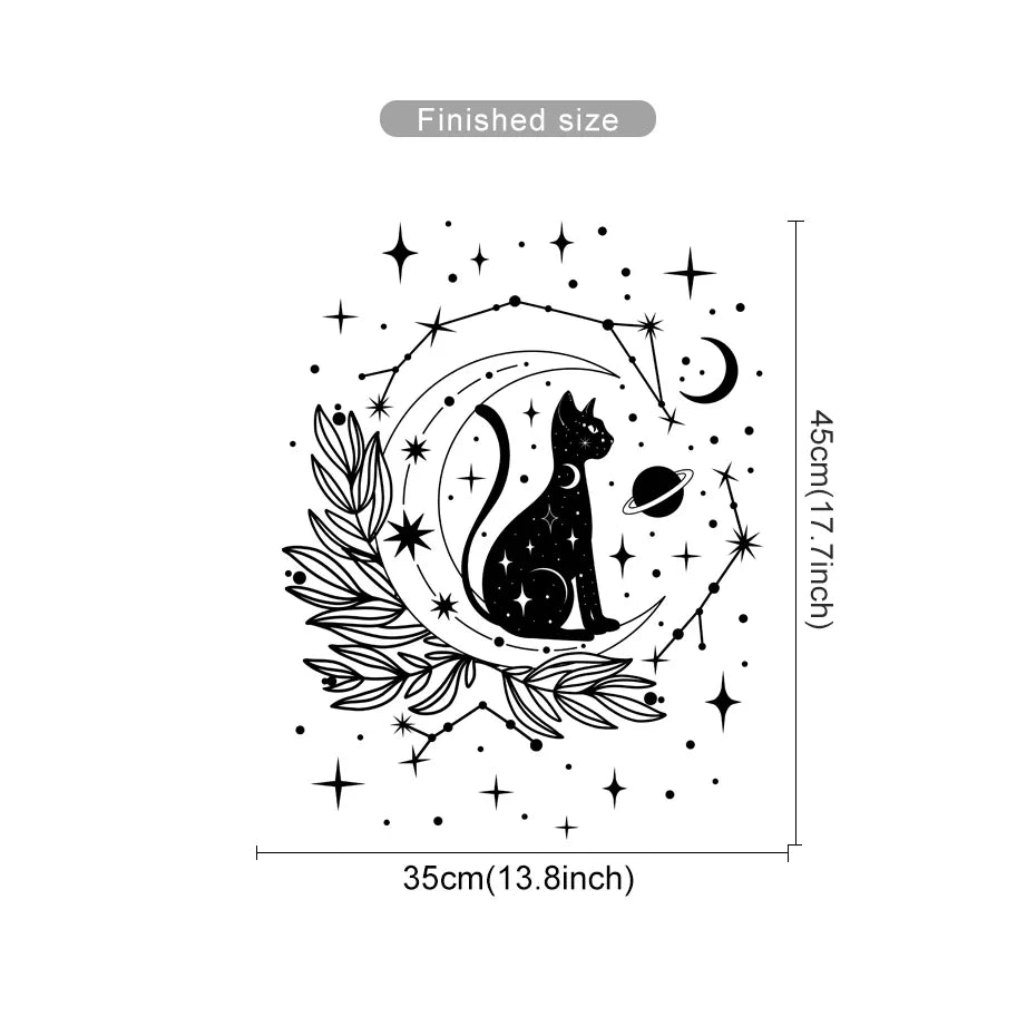 Cartoon Cat Butterfly Moon Star Wall Sticker Vinyl Art Decor for Kids Room