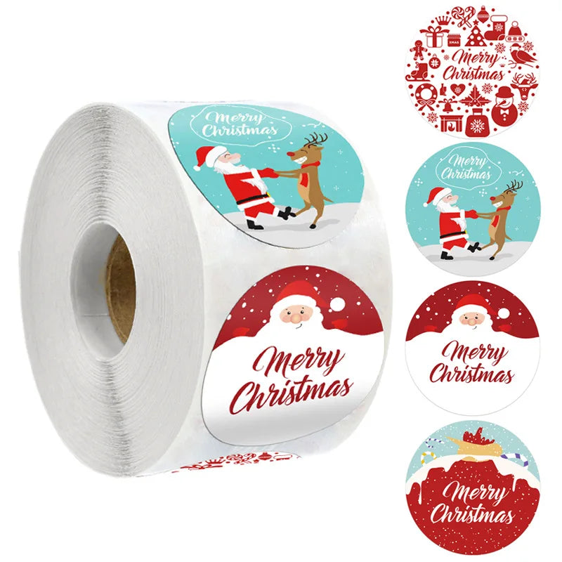 50-500PC Merry Christmas Sticker Christmas Theme Seal Labels Stickers For DIY Gift Baking Package Envelope Stationery Decor Kids