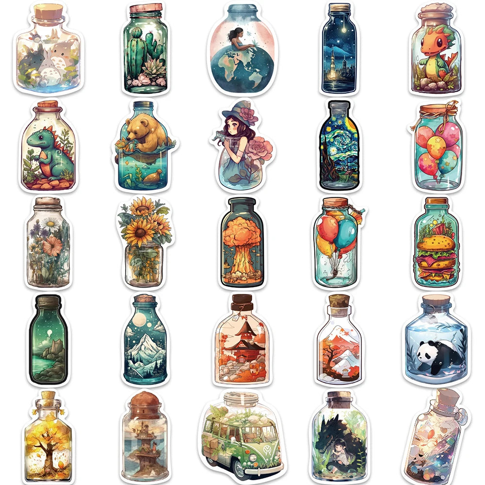 10/30/50PCS The Big World in a Bottle Aesthetic Animal Cute Stickers Cartoon Decals Toys Scrapbook Phone Laptop Car Sticker Gift