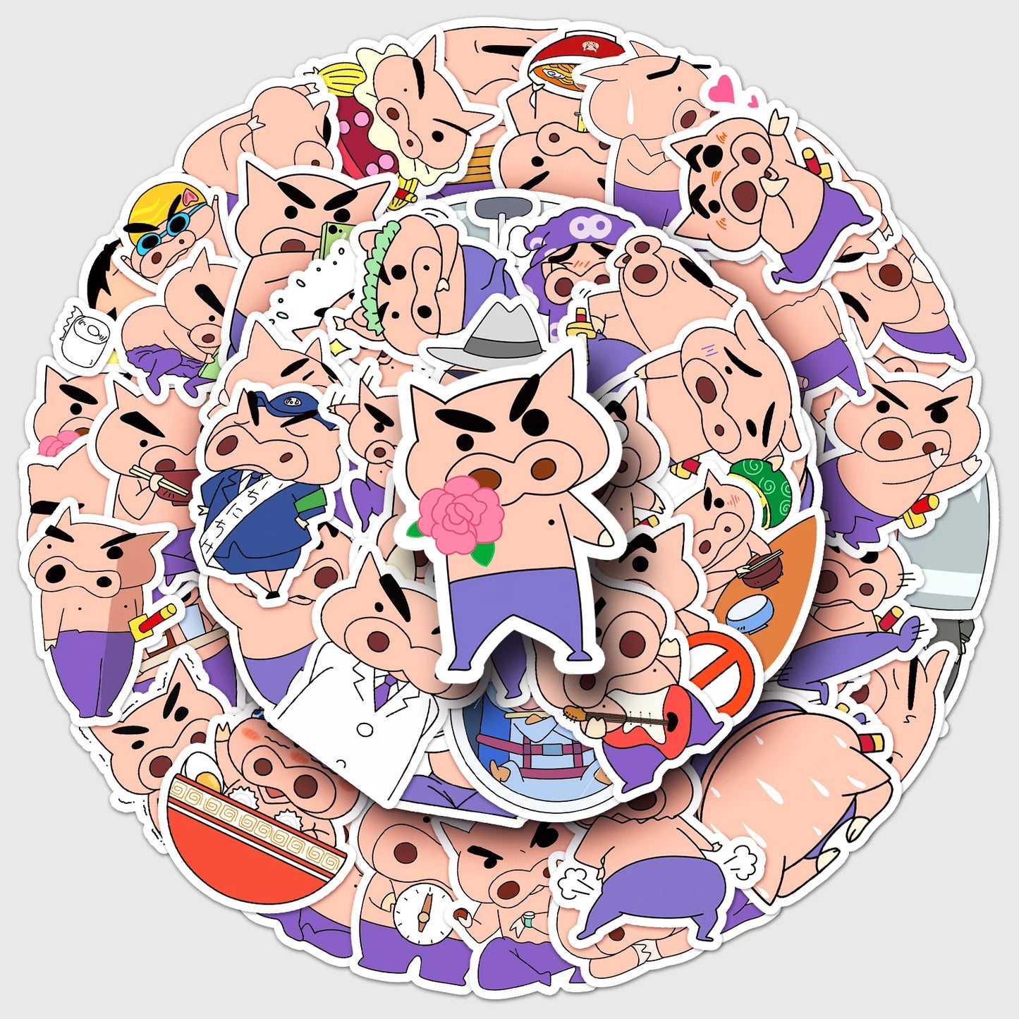50Pcs Pig Guard Gate Cartoon Waterproof Vinyl Stickers for Skateboard Snowboard Decals