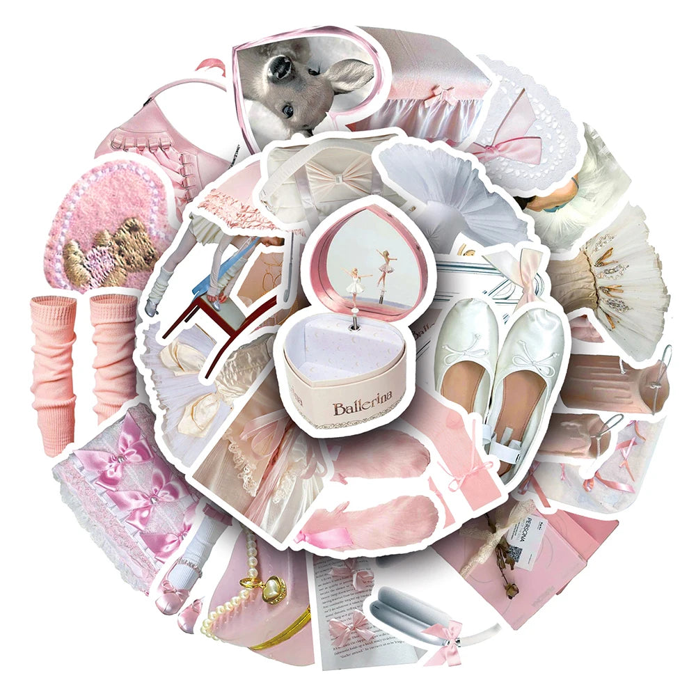Pink Ballerina Girl Stickers Set - Waterproof Decals for Car, Motorcycle, Travel, Guitar, Fridge
