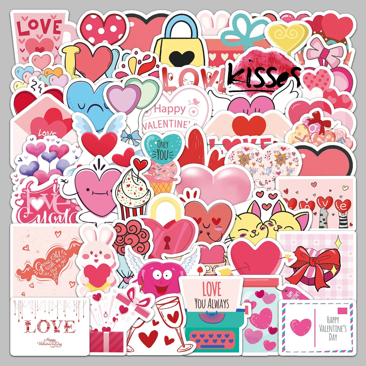 50pcs Romantic Love Couple Graffiti Stickers for Helmet, Wall, DIY Decor