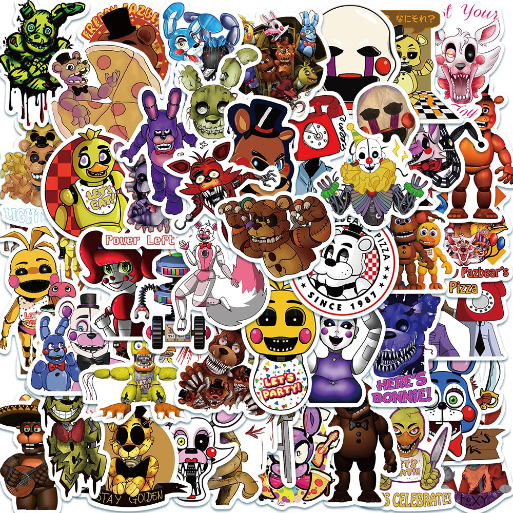 Five Nights at Freddy's Horror Game Stickers Vinyl Decals for Phone Car Laptop Fridge 50PCS