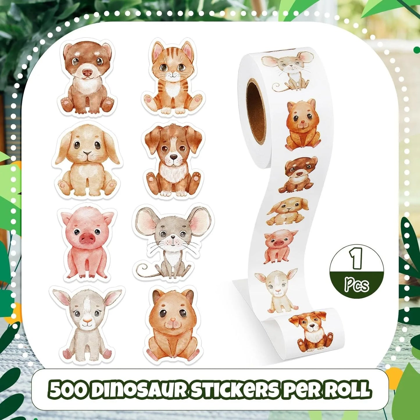 500Pcs /1 Rolls 2.5cm/1inch Cute Animal Cat Shaped Sticker Decoration Gift Box Sticker Label Stationery Sticker