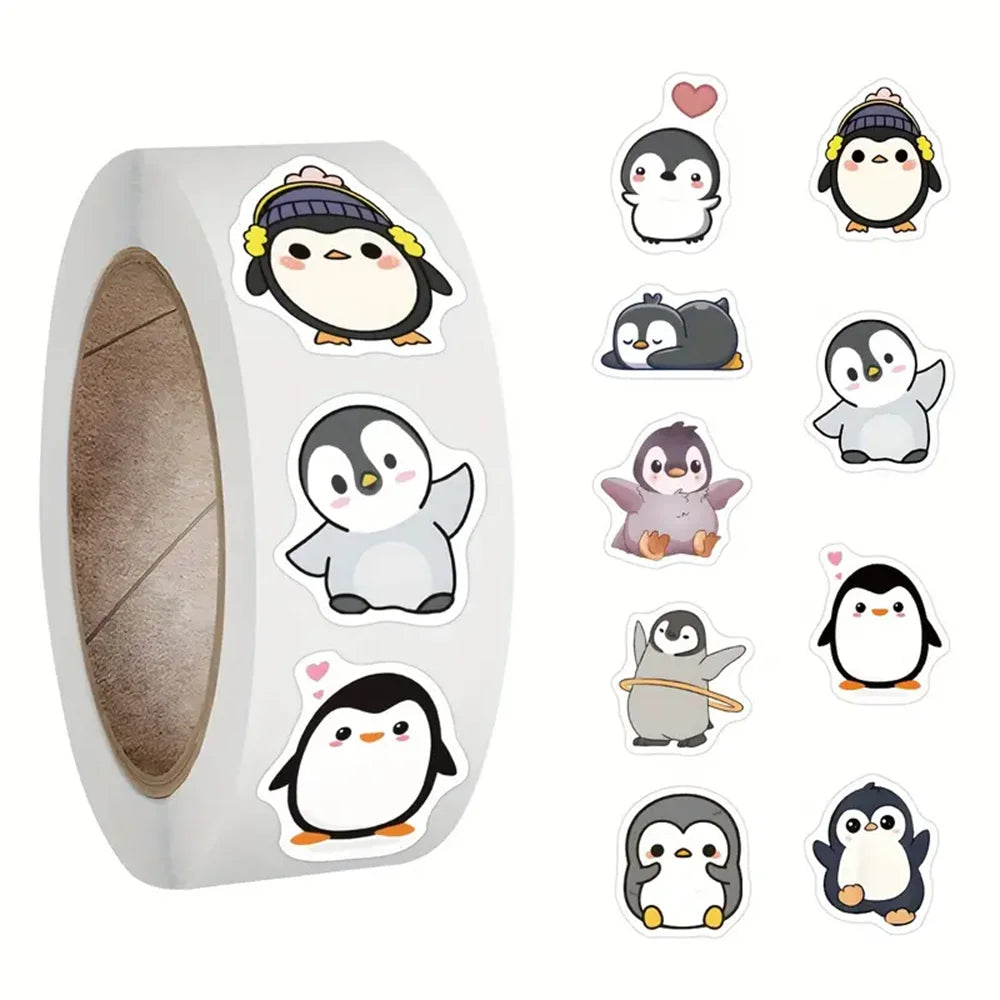 Penguin Cartoon Stickers: DIY Notebook & Gift Labels