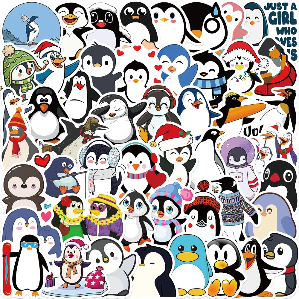 Creative Cartoon Penguin Stickers for Helmet, Desktop, Wall Decoration