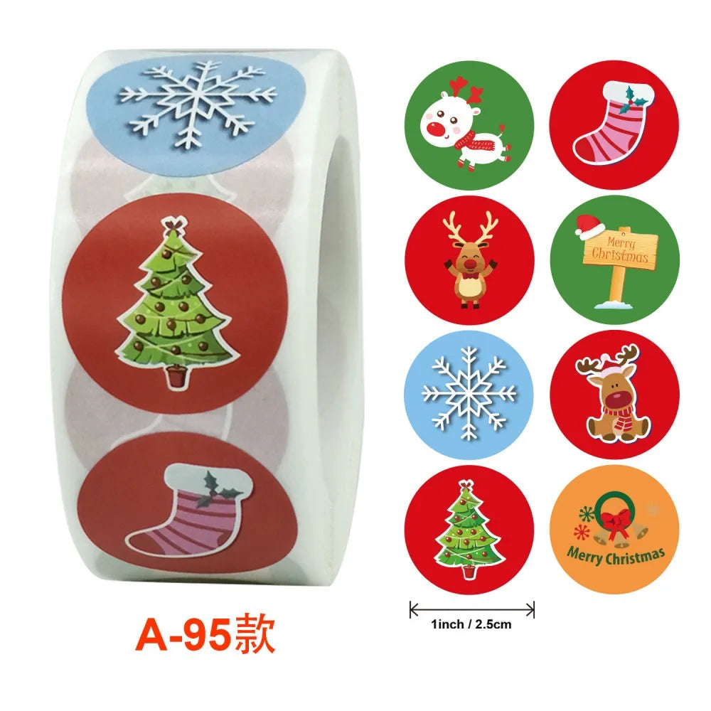 50-500pcs Cartoon Merry Christmas Sticker Santa Claus Tree Paper Label New Year Cute Snowman Stationery Stickers For Kids Gift