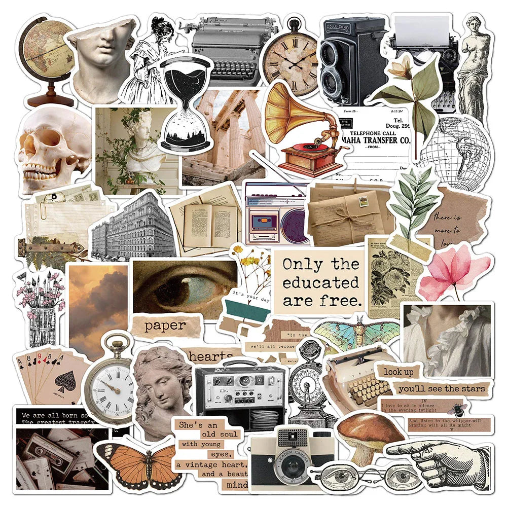 Retro Vsco Graffiti Stickers Pack - Aesthetic Cartoon Decals for Laptop, Luggage, Skateboard, Phone, Guitar, Car