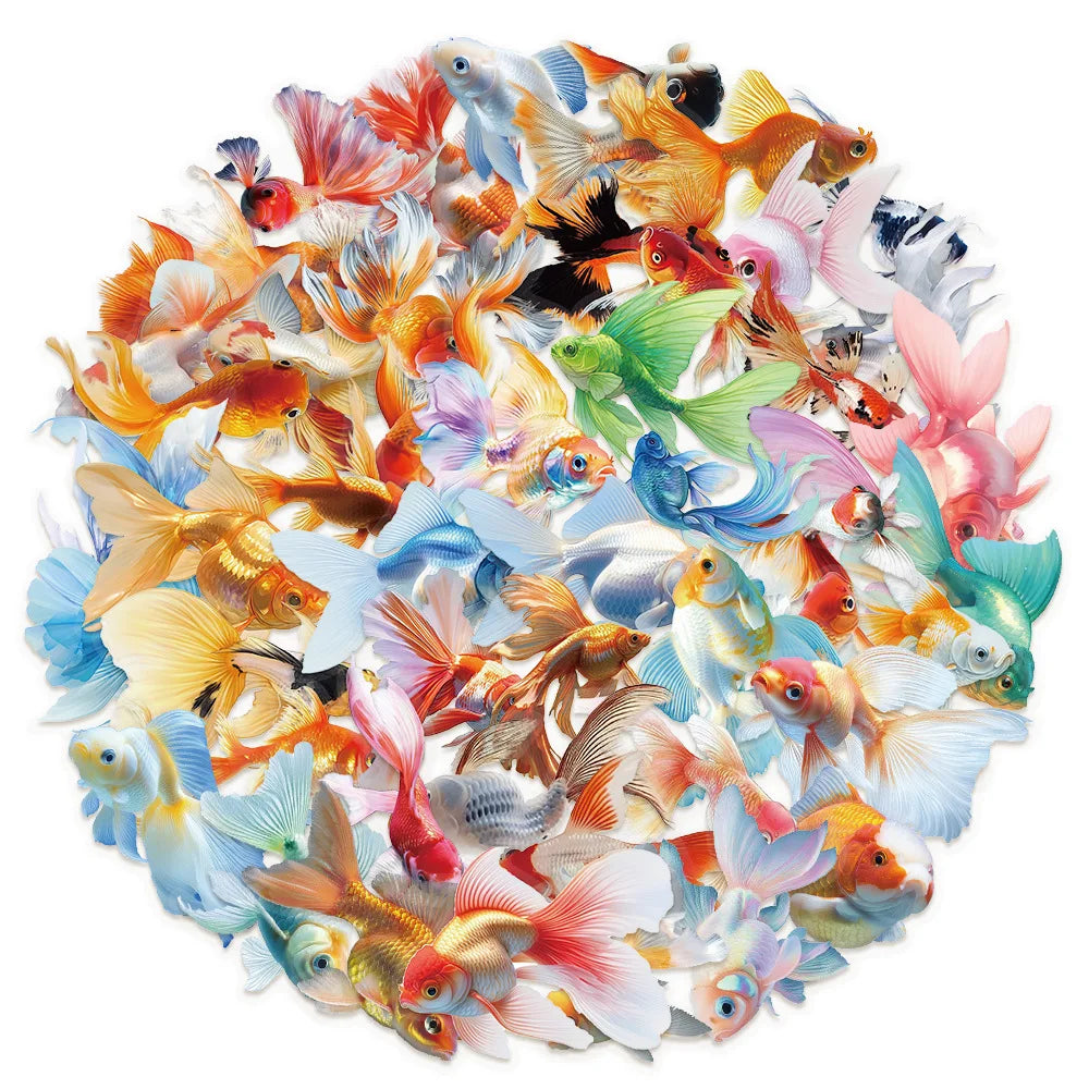 Cartoon Goldfish Stickers Waterproof DIY Skateboard Notebook Graffiti
