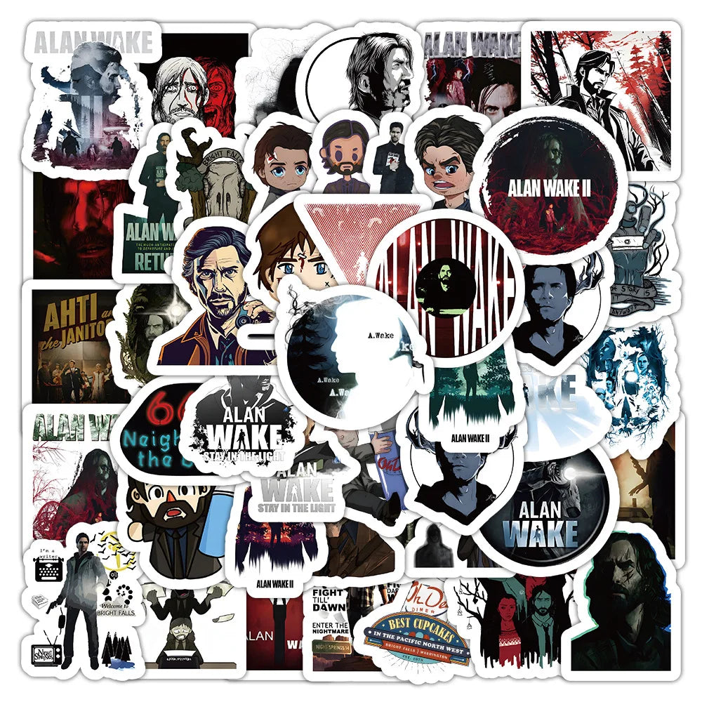 Alan Wake Game Sticker Set: Waterproof PVC for Skateboard, Notebook, Graffiti