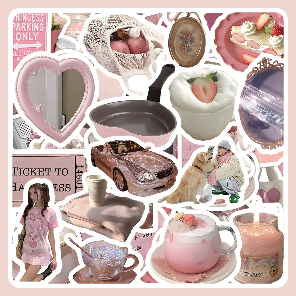 Pink Cartoon Stickers Aesthetic Graffiti Scrapbook Laptop Phone Wall Decal 10/30/60pcs