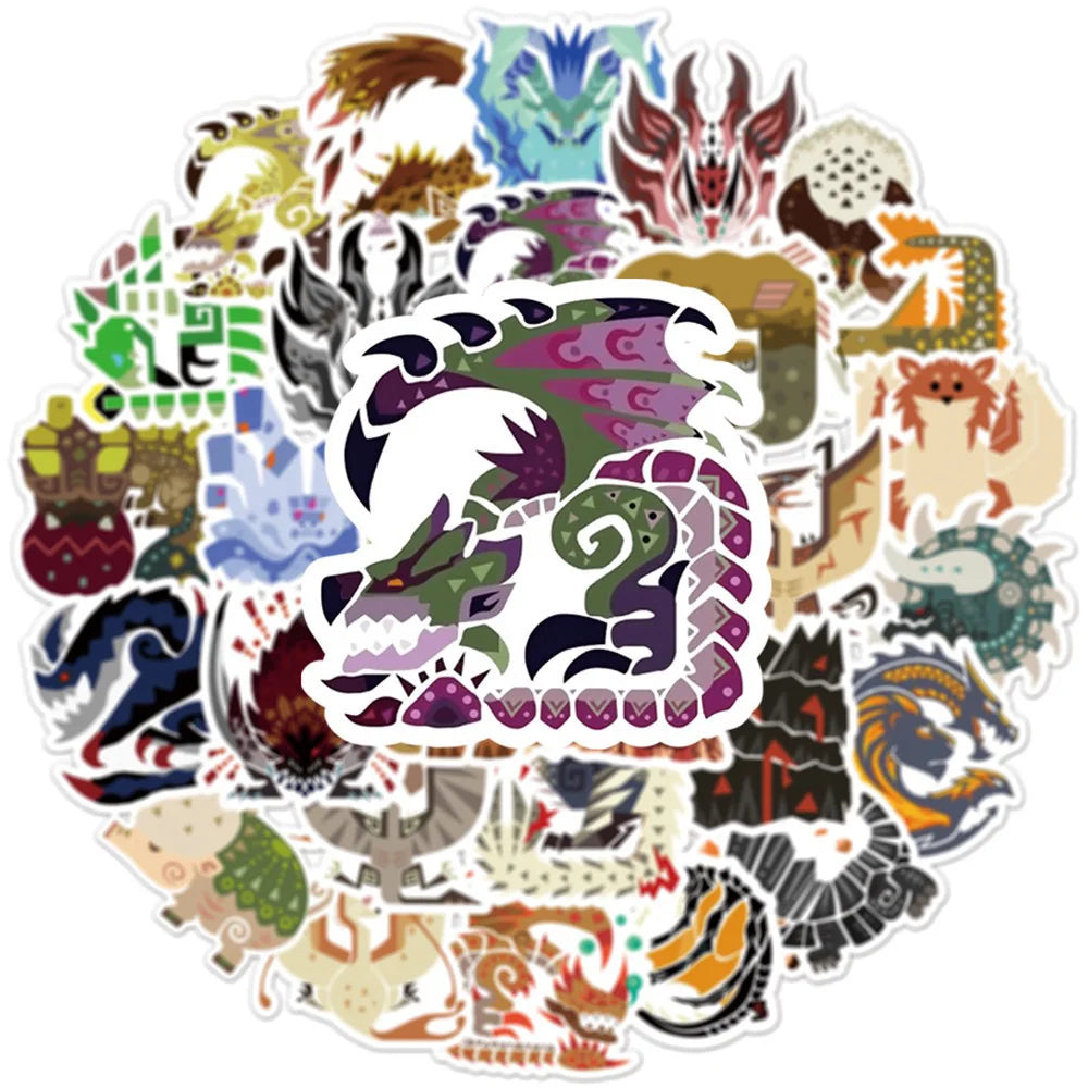 Monster Hunter Game Stickers Pack - Laptop, Luggage, Skateboard Decals for Kids