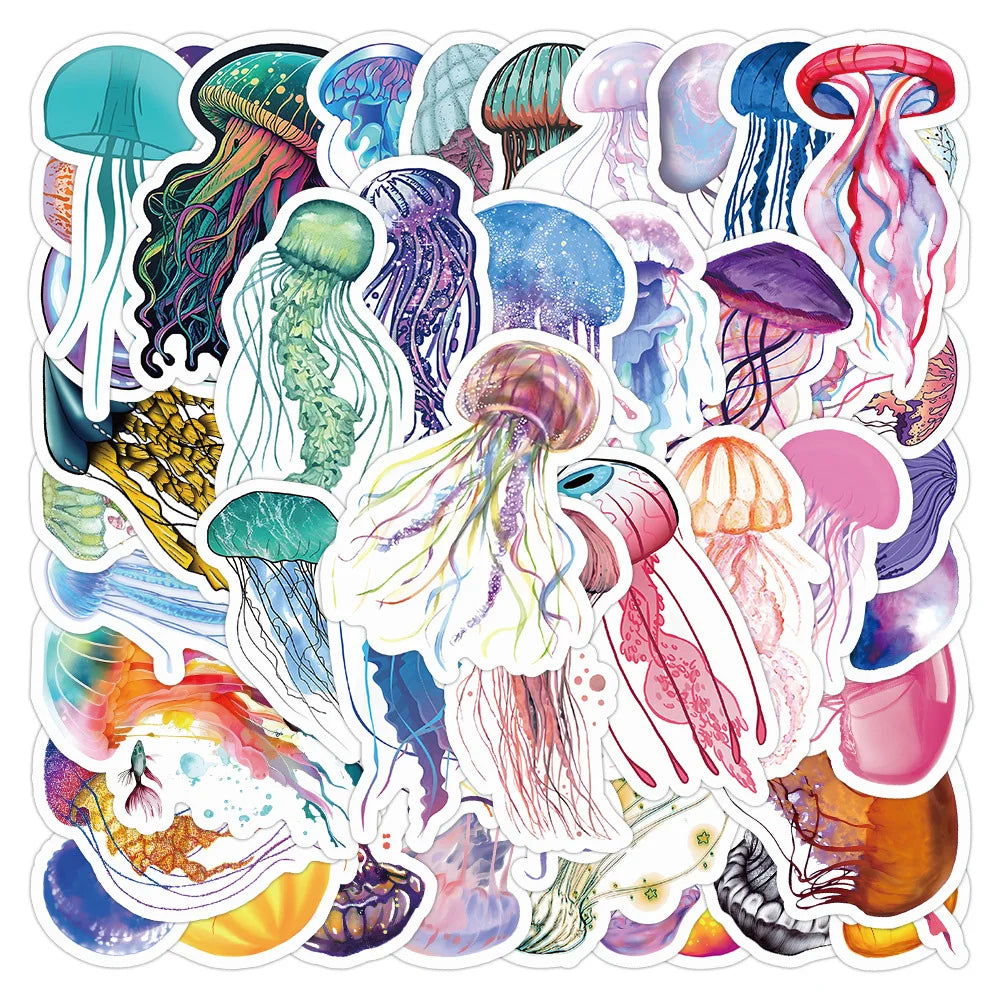 Colorful Jellyfish Stickers for Phone Laptop Luggage Skateboard Kids Gift
