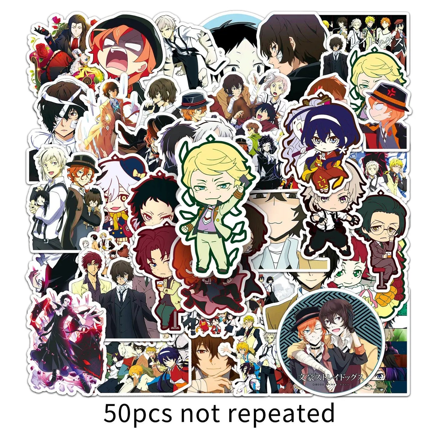 Bungo Stray Dogs Graffiti Stickers 50pcs for Helmets, Desktops, Walls, DIY Decoration Wholesale