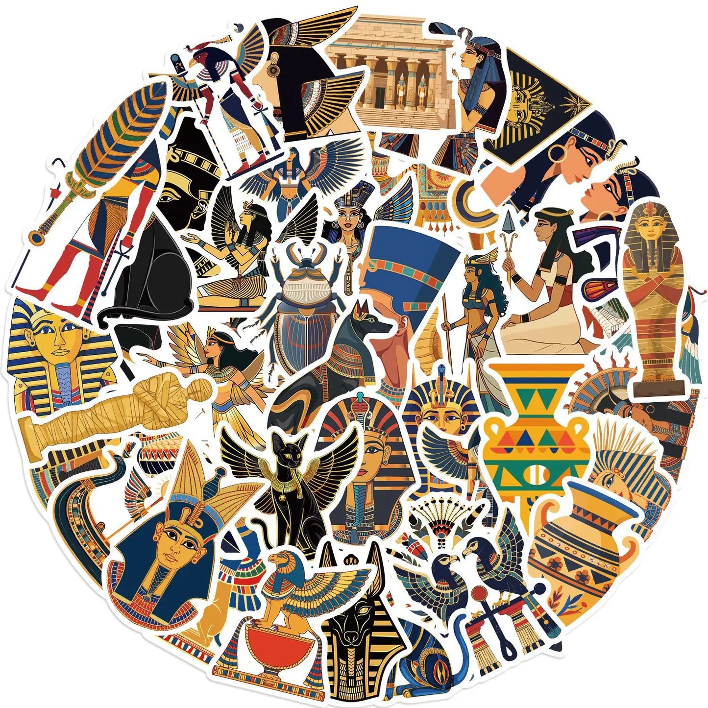 Cartoon Egyptian Graffiti Stickers for Suitcase, Skateboard, Laptop, Luggage, Phone - 10/30/50Pcs