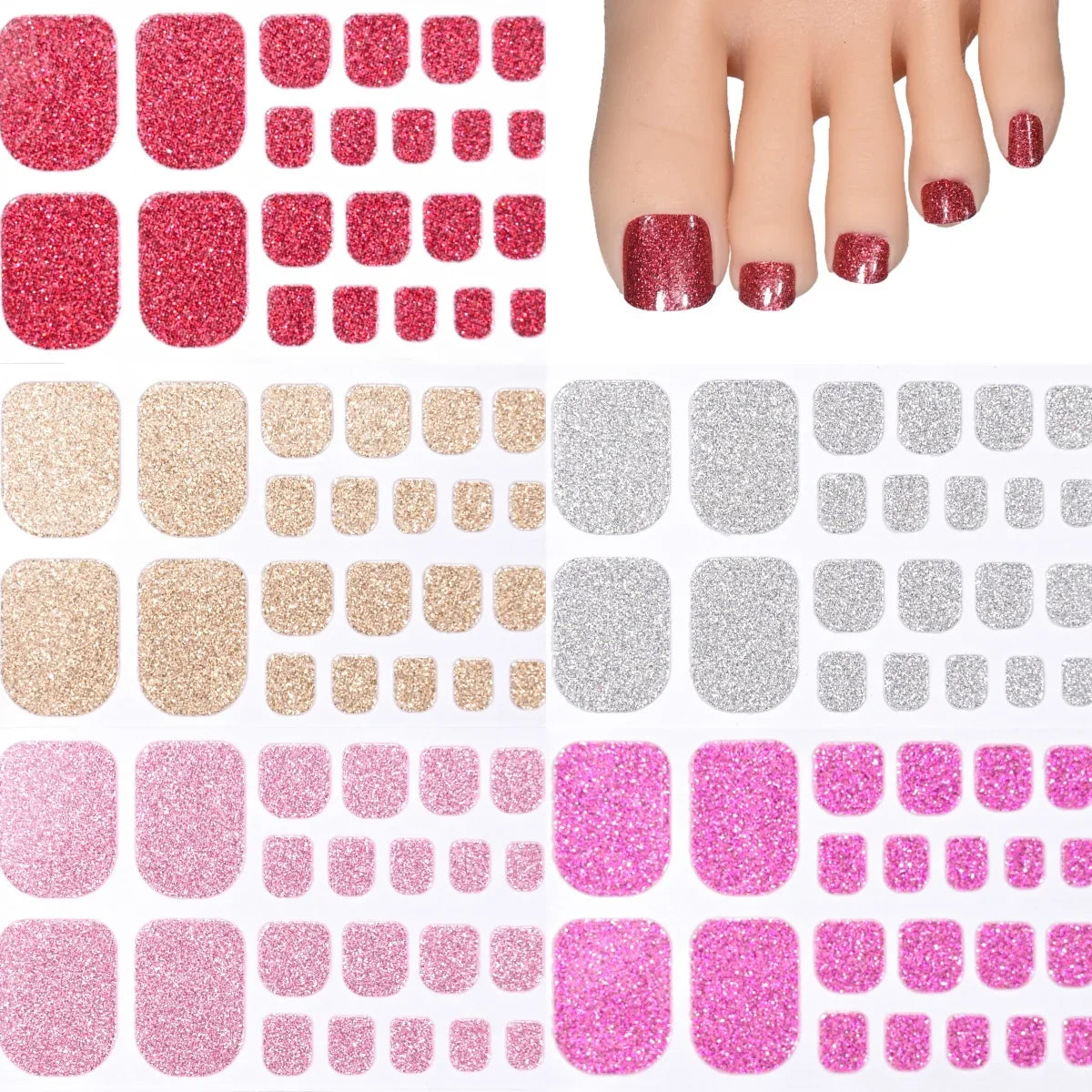 Waterproof Solid Color Toenail Stickers - 5 Sheets