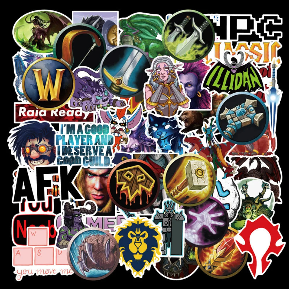 50Pcs World of Warcraft Tribal Hero Reflective Car Sticker And Decla For Ford Focus Honda Volkswagen Stickers