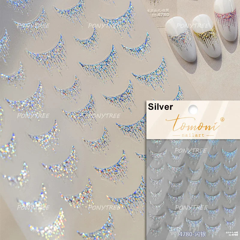 Purple Pink Wedding Veil & Star Nail Art Stickers