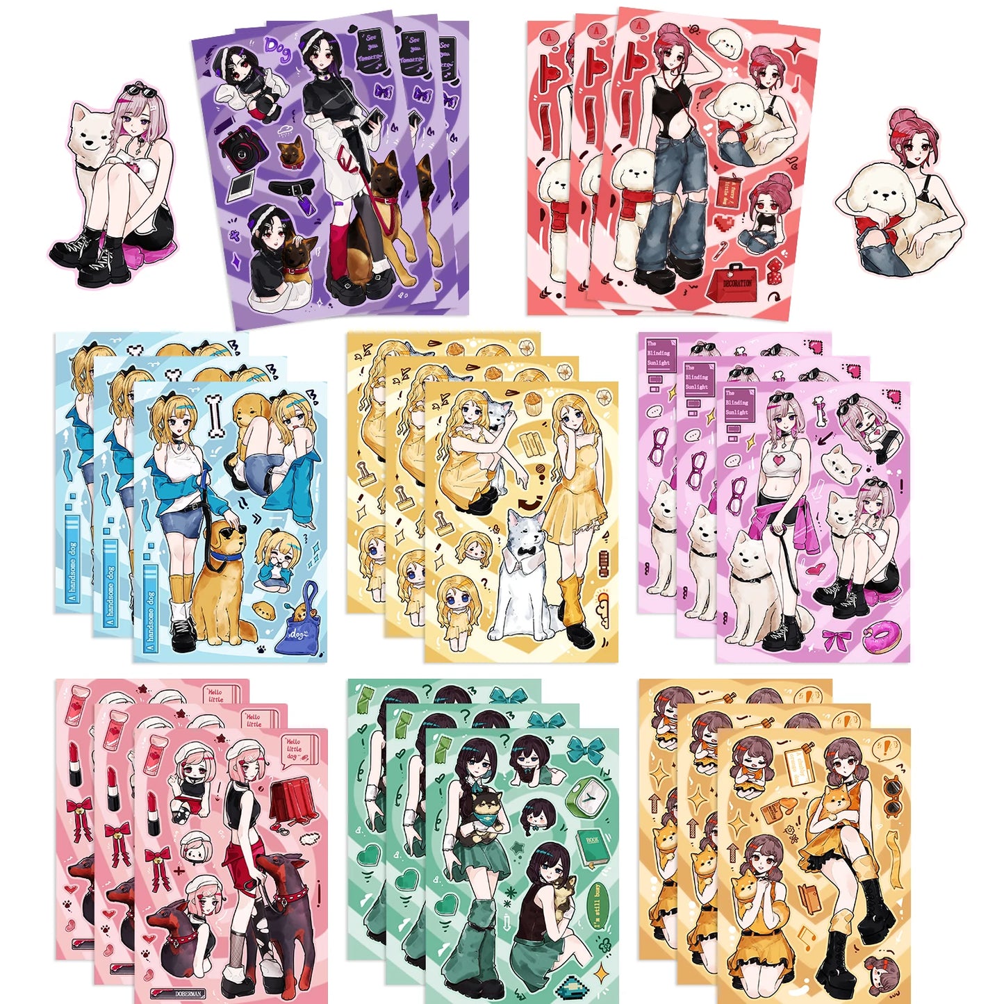 Dog & Girl Puzzle Stickers - 8/16/32pcs Kids DIY Toys