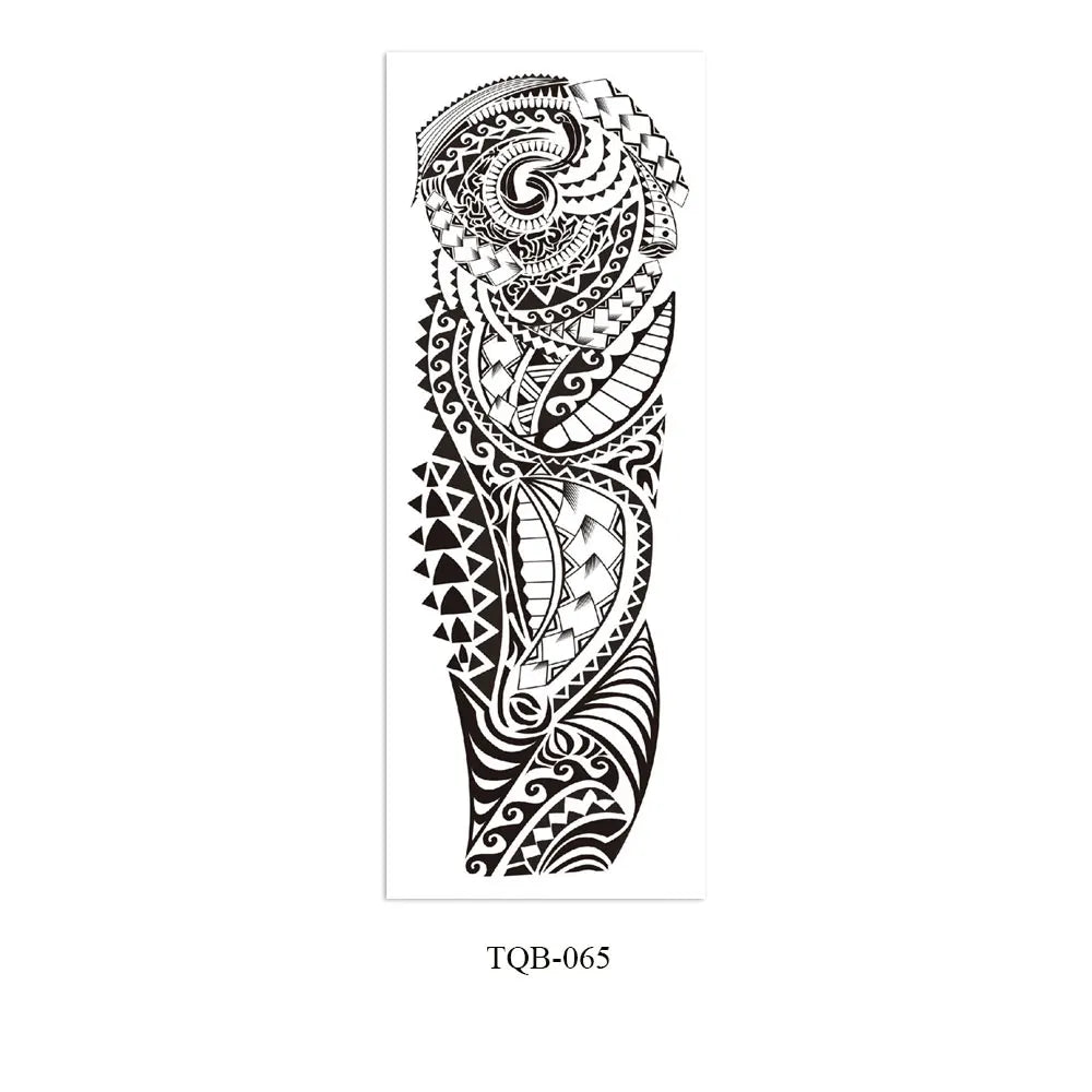 Waterproof Temporary Tattoo Stickers Dragon Totem Geometric Full Arm Sleeve Tatoo Fake Tattoos for Men Women