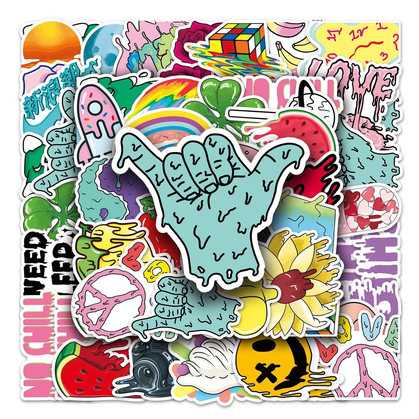 50Pcs Cartoon Waterproof Vinyl Stickers for Skateboard Snowboard