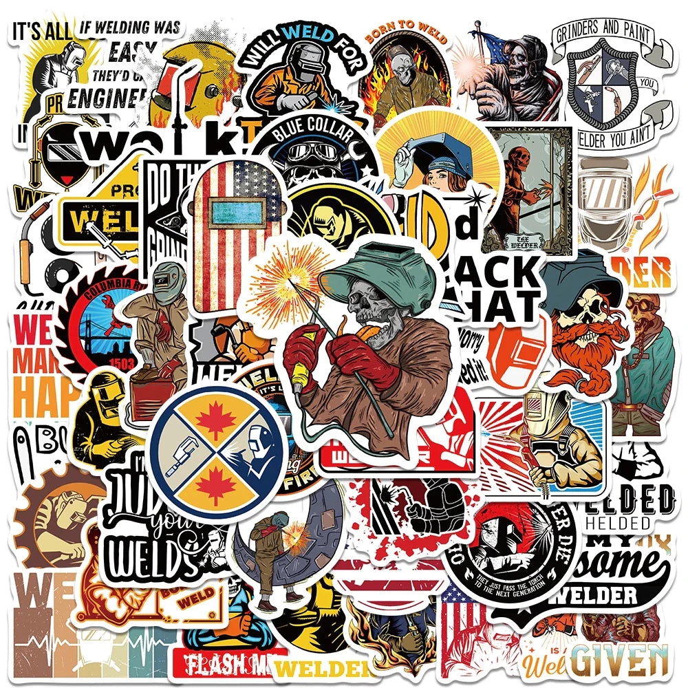 50PCS Welding Worker Cartoon Stickers Waterproof Decals for Luggage, Skateboard, Car