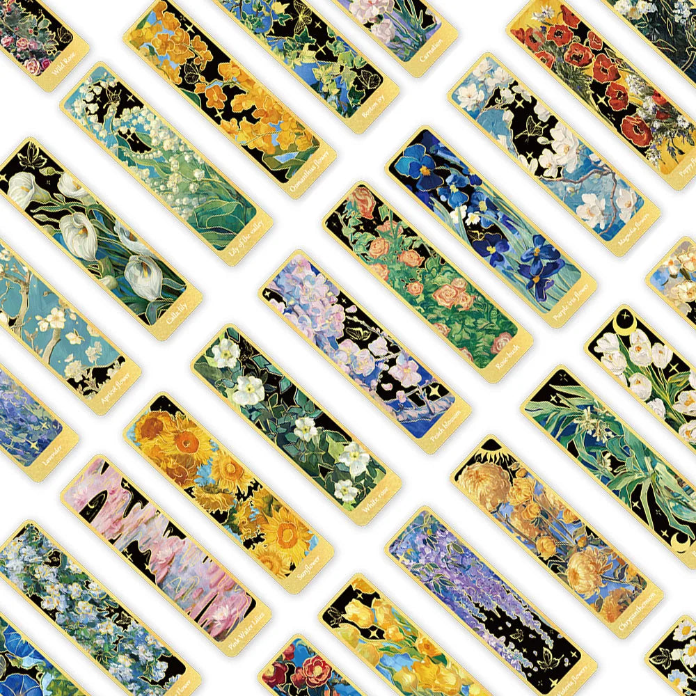 30pcs Classic Retro Colorful Flowers Paper Bookmarks DIY Students Readers Gift Book Page Markers Library Office Page Markings