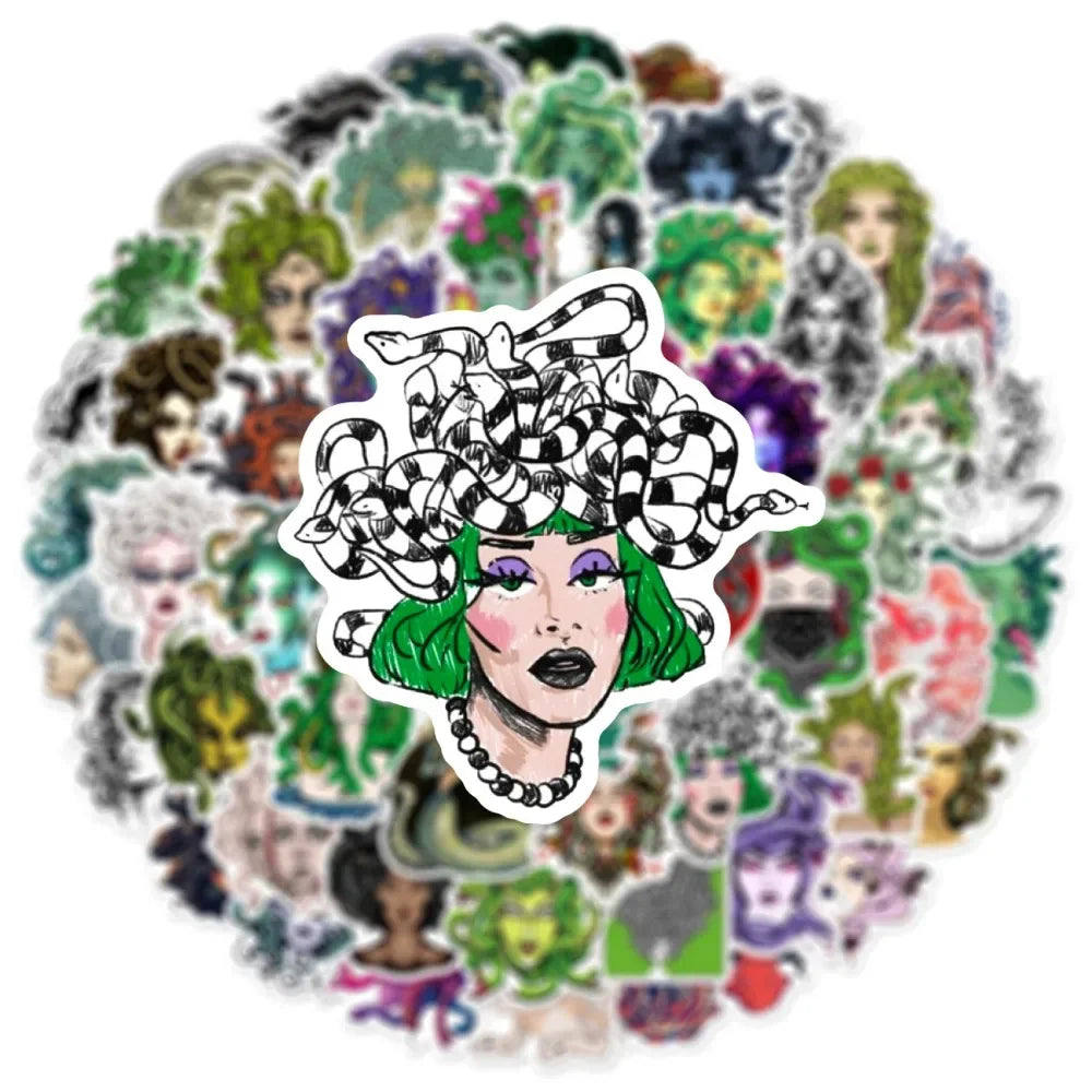 10/50Pcs Cartoon Snaker Medusa Stickers for Car Suitcase Skateboard Guitar Laptop Phone Decor Graffiti Waterproof Sticker Toys