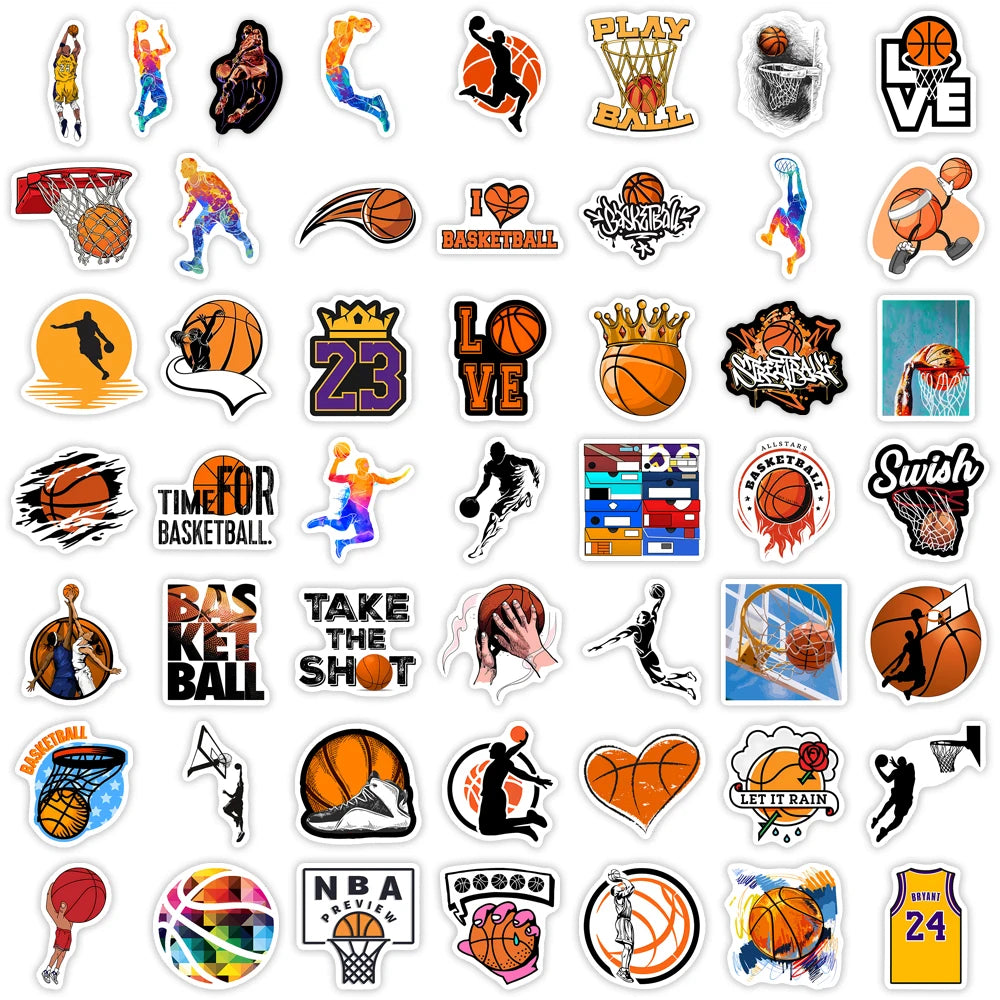 Basketball Theme Lovers Stickers DIY Toy Gift Decorative Graffiti Decal for Phone Laptop Bottles Scrapbook Kids Waterproof
