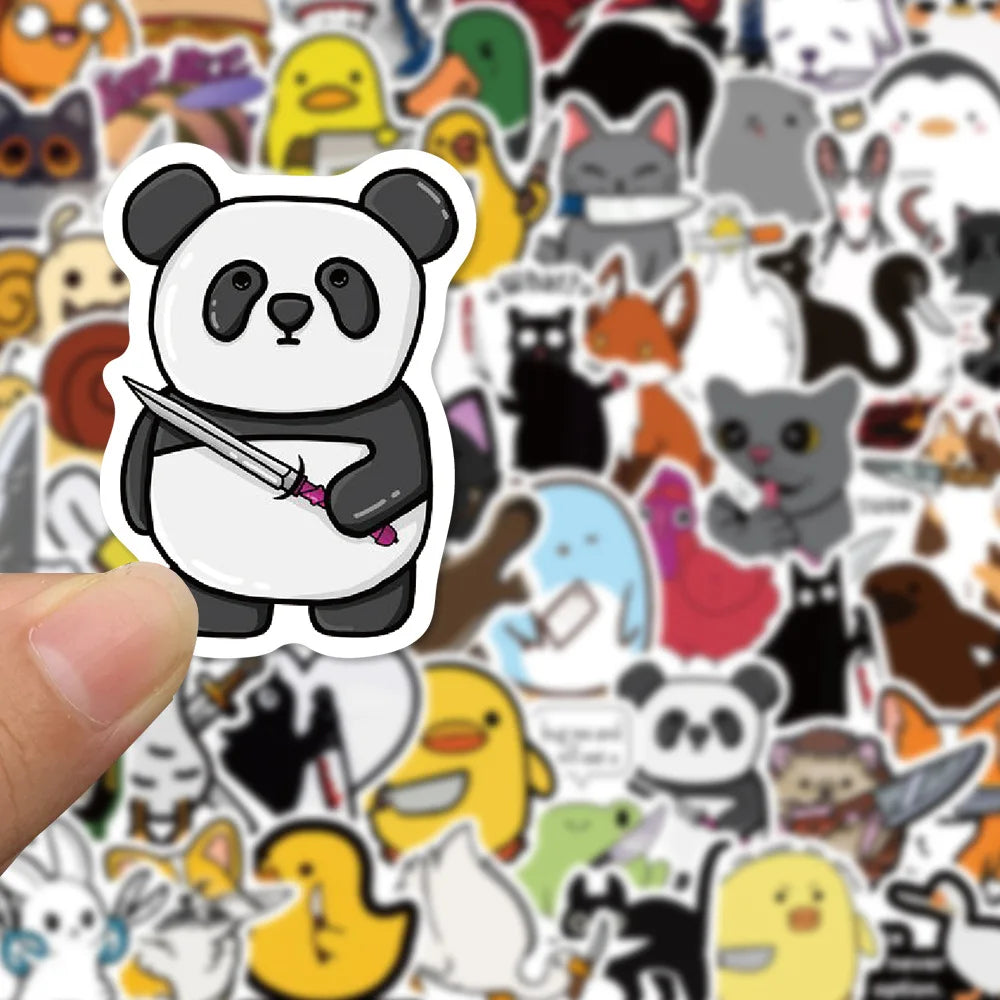 60PCS The Animal With The Knife Sticker Waterproof Vinyl Laptop Decorations DIY for Skateboard Stickers for Adults