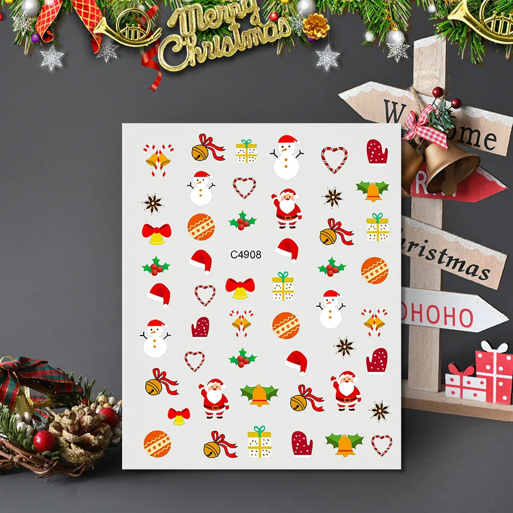 Christmas Nail Stickers: Holly, Penguin, Candy 2024