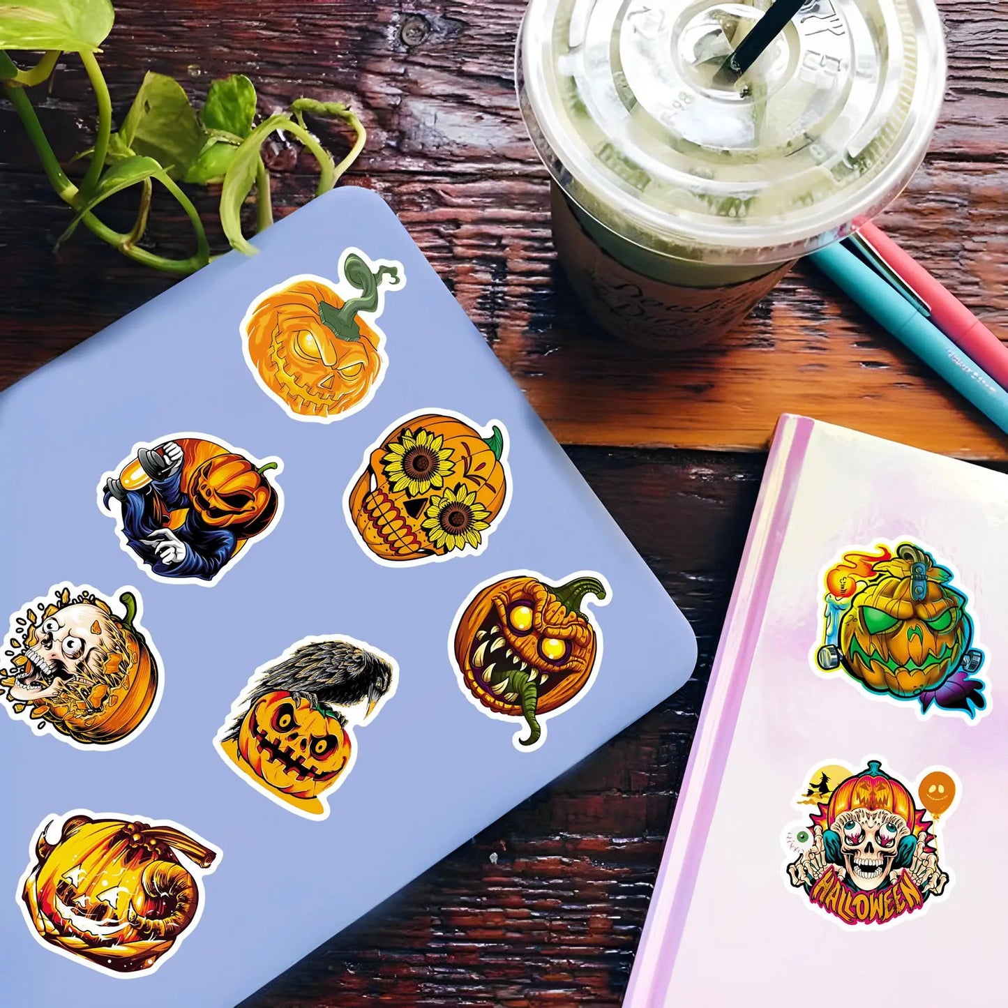 10/30/50PCS Cool Horror Halloween Pumpkin Stickers Toys Skateboard Bike Laptop Phone Cute Cartoon Decals Waterproof Toys Gifts