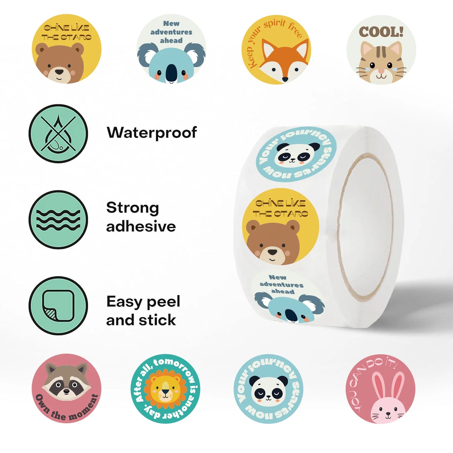 500pcs Reward Encouraging Motivational Phrases Animal Sticker Kindergarten School Students Child Teacher Cartoon Cute Sticker