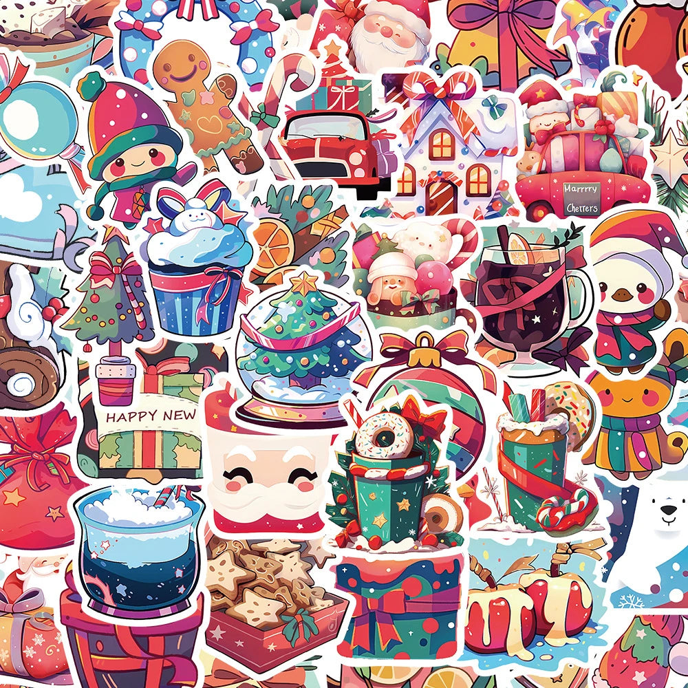 Kawaii Christmas Cartoon Stickers Pack for Kids Laptop Scrapbook Decoration