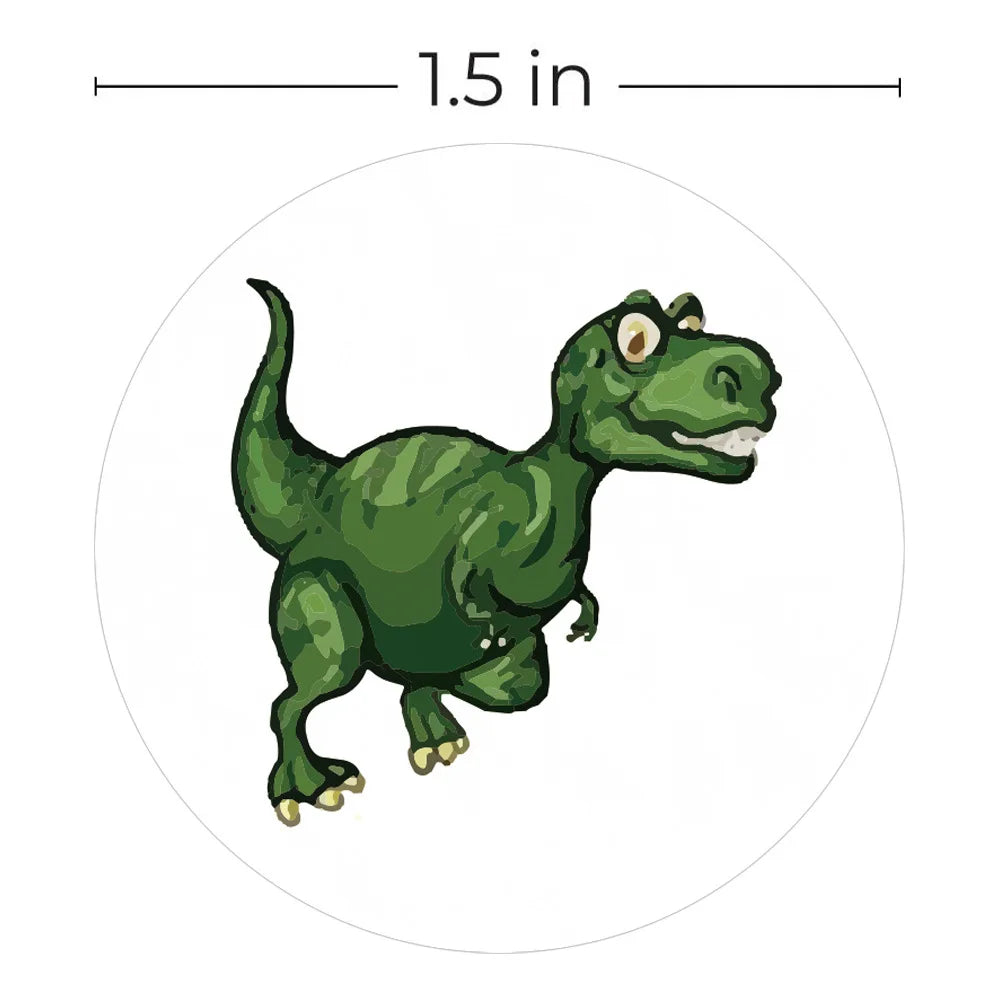 100-500 Pcs Round Cartoon Dinosaur Adhesive Diy Seal Stickers Album Label Decor Stationery Teachers Reward Children with Gifts