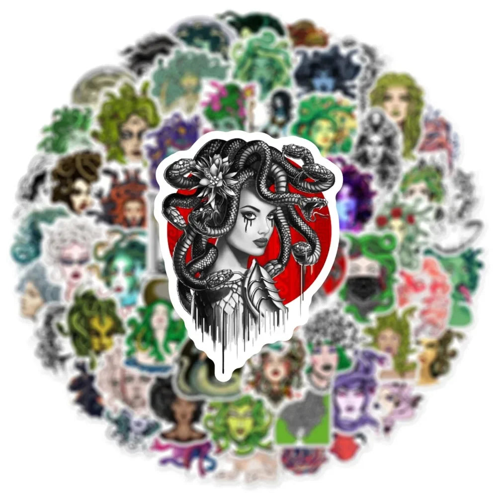 10/50Pcs Cartoon Snaker Medusa Stickers for Car Suitcase Skateboard Guitar Laptop Phone Decor Graffiti Waterproof Sticker Toys