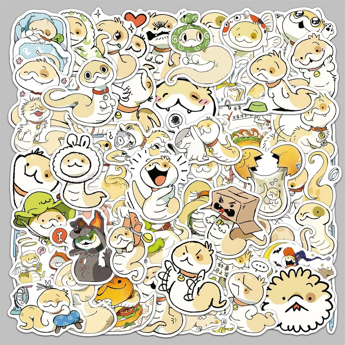 50pcs Cartoon Snake Dog Fusion Graffiti Stickers for Helmet Wall DIY Decoration