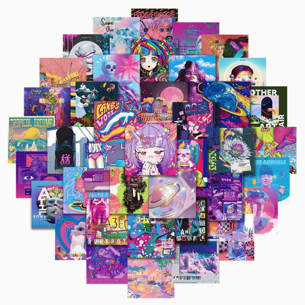 Cute Aesthetic Vaporwave Girl Stickers Decals for Laptop Phone Suitcase Scrapbook