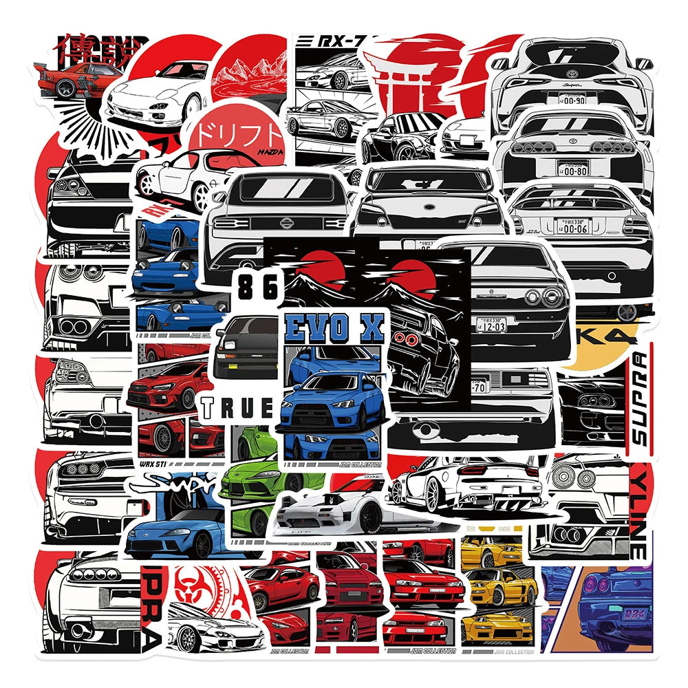 JDM Car Stickers Decals 10/30/50pcs Bumper Helmet Motorcycle PVC