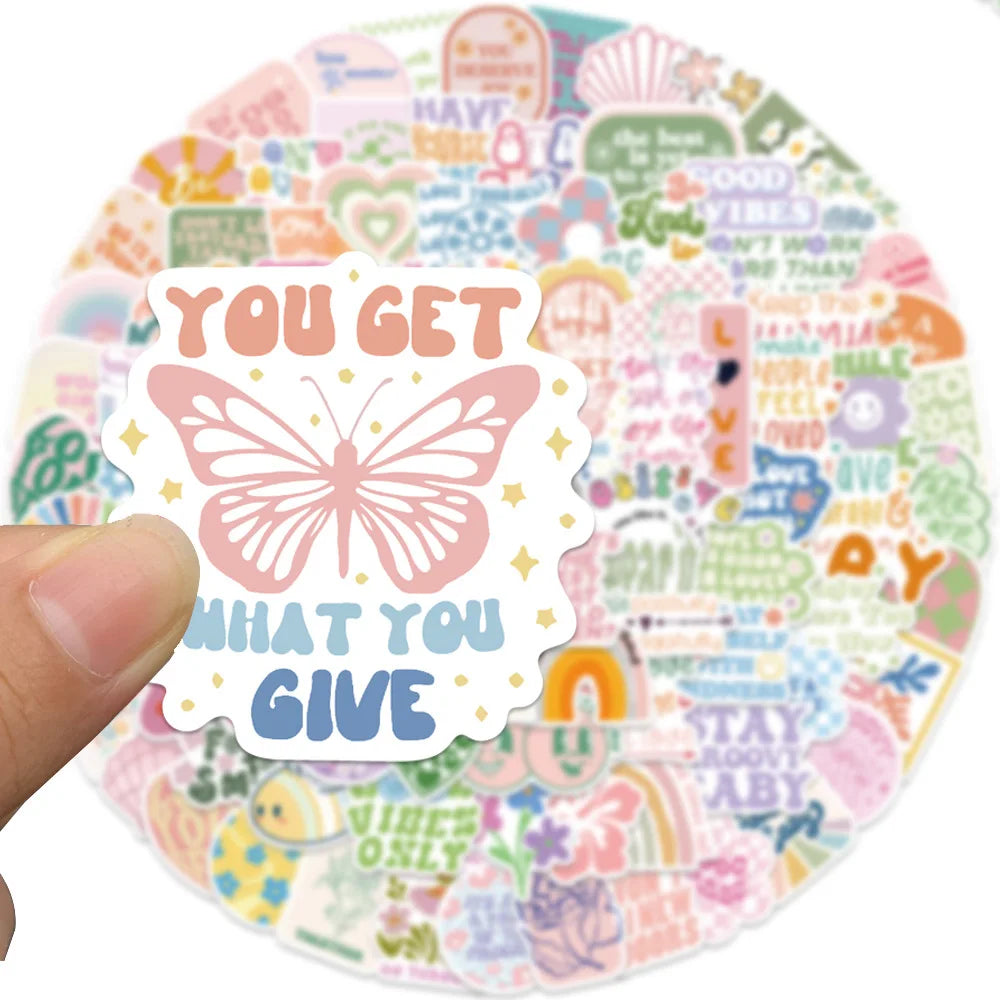 10/30/50/100PCS Cute Girls Danish Pink Inspirational Stickers Ins Cartoon Decal Toy DIY Phone Motorcycle Bike Guitar Car Sticker