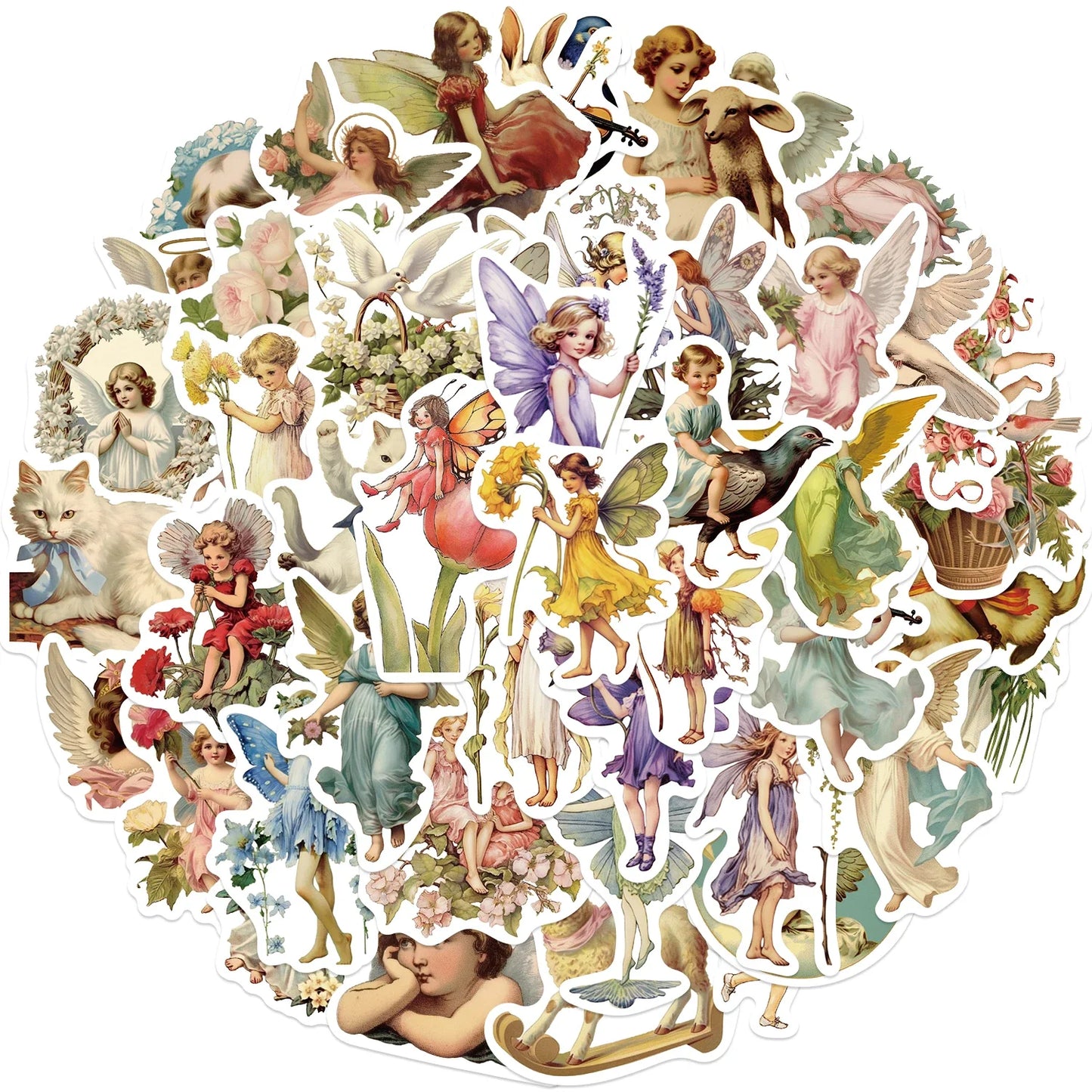 50PCS Cute Angel Elf Stickers for Skateboard, Laptop, Bike, Suitcase, Wall Decor