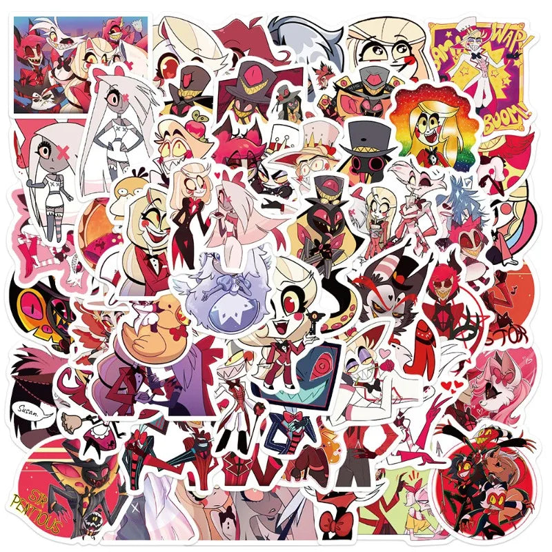 50pcs Hazbin Hotel Stickers for Laptop, Phone, Car, Scooter, Water Bottle, Suitcase, Refrigerator