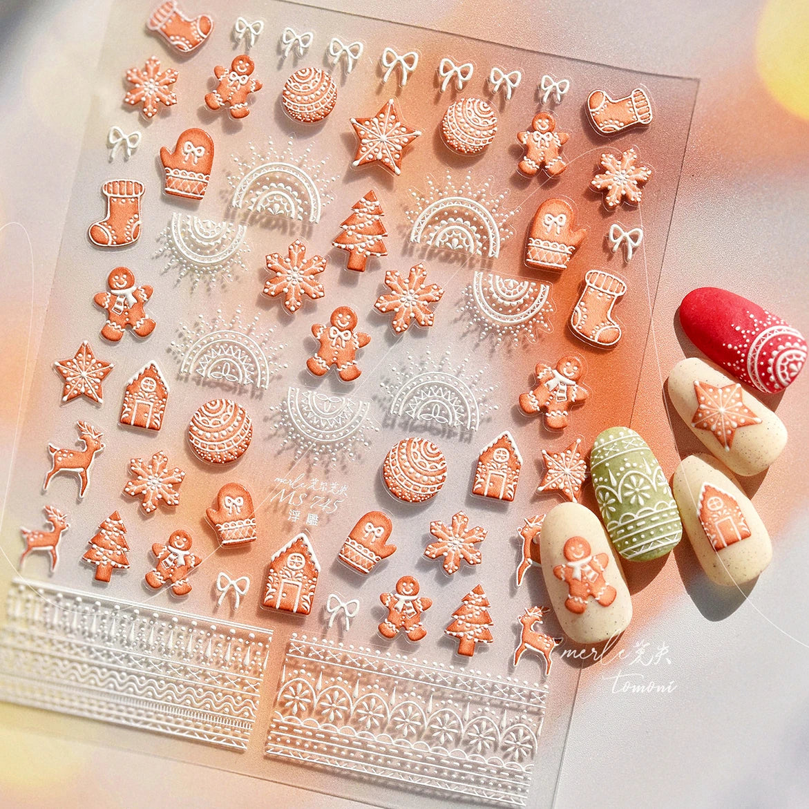 Christmas Nail Art Stickers: Elk, Gingerbread, Snowflake