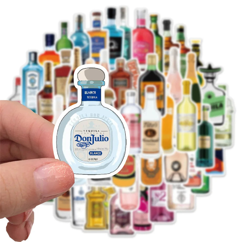 50/67pcs Alcohol Wine Bottle Vintage Beer Stickers for Ipad Scrapbooking Material Adesivos Journal Sticker Scrapbooking Supplies