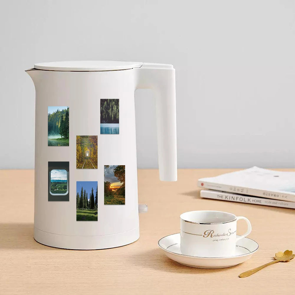 62PCS Misty Forest Landscape Sticker Waterproof Decoration Scrapbook Label Diary Stationery Phone Luggage Gift Toy Decal