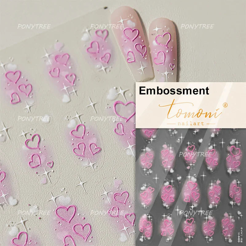 Heart & Star Nail Art Stickers - Punk Adhesive Decals