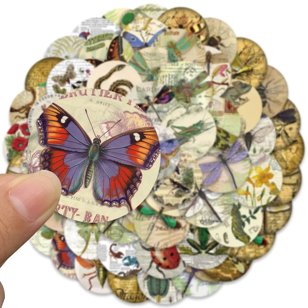 Cartoon Insect Specimen Stickers for Phone Laptop Luggage Skateboard Decals Kids Toy