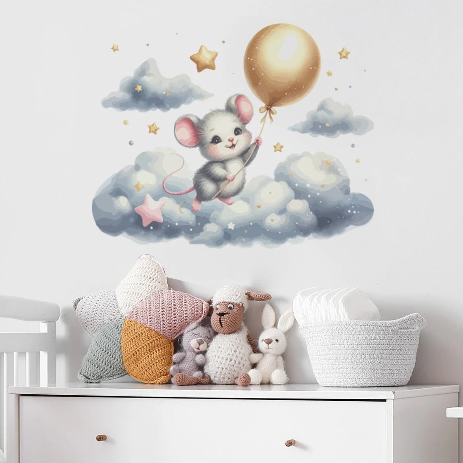 Cloud Balloon Cartoon Mouse Bear Wall Stickers Kids Room Decor